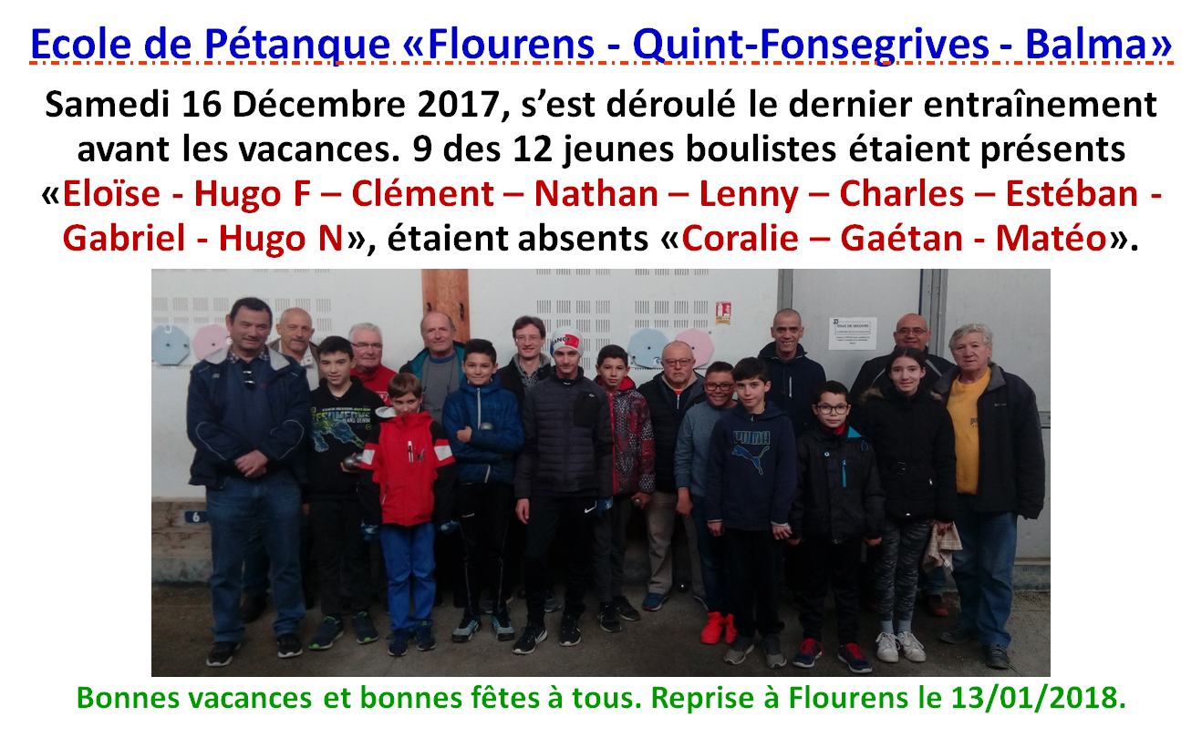 Ecole de pétanque 16/12/17