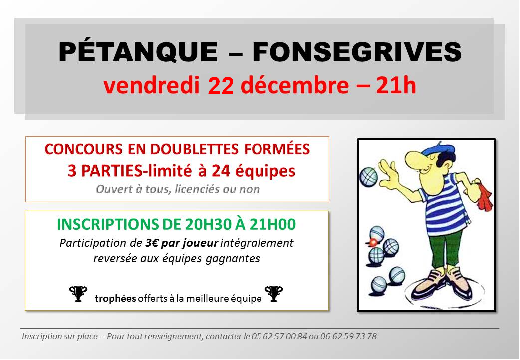 Pétanque à Quint-Fonsegrives 22/12/17