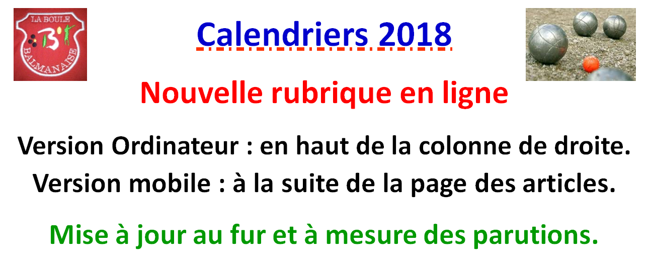 Calendriers 2018