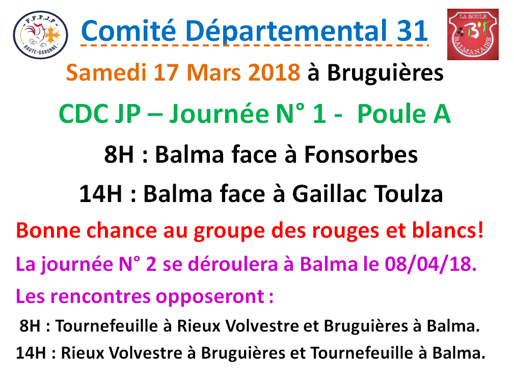 CDC JP J1 Poule A Bruguières 17/03/18