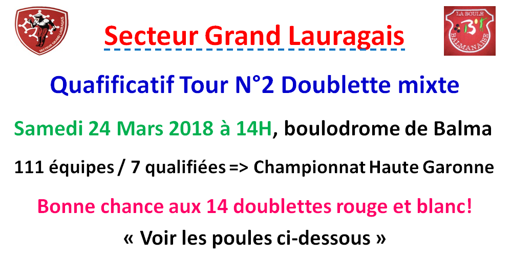 Poules + Equipes Q2 D Mixte 24/03/2018