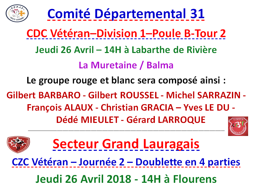 CDC + CZC vétéran 26/04/18