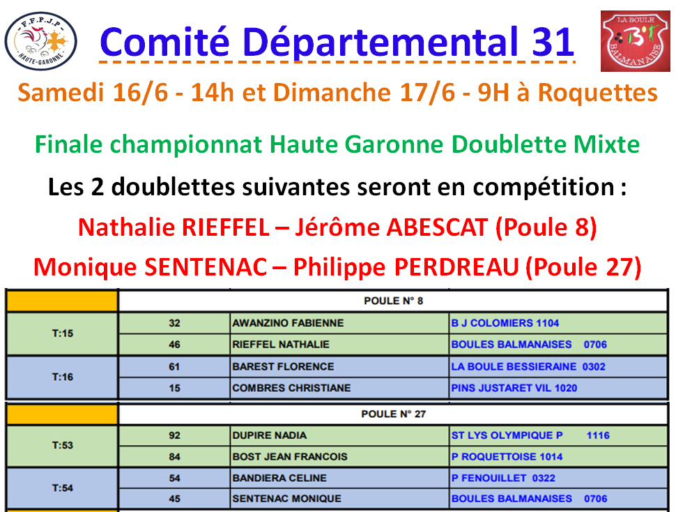 Championnat HG D.Mixte Roquettes 16_17/06/18