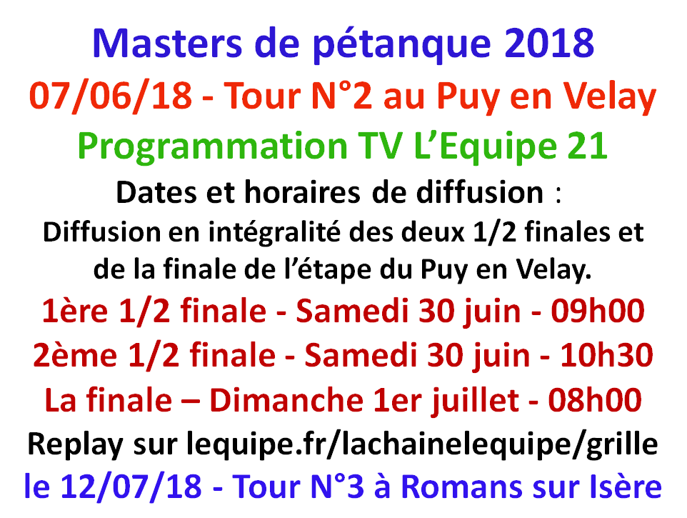 Masters 2018 Etape 2 TV l'équipe 21