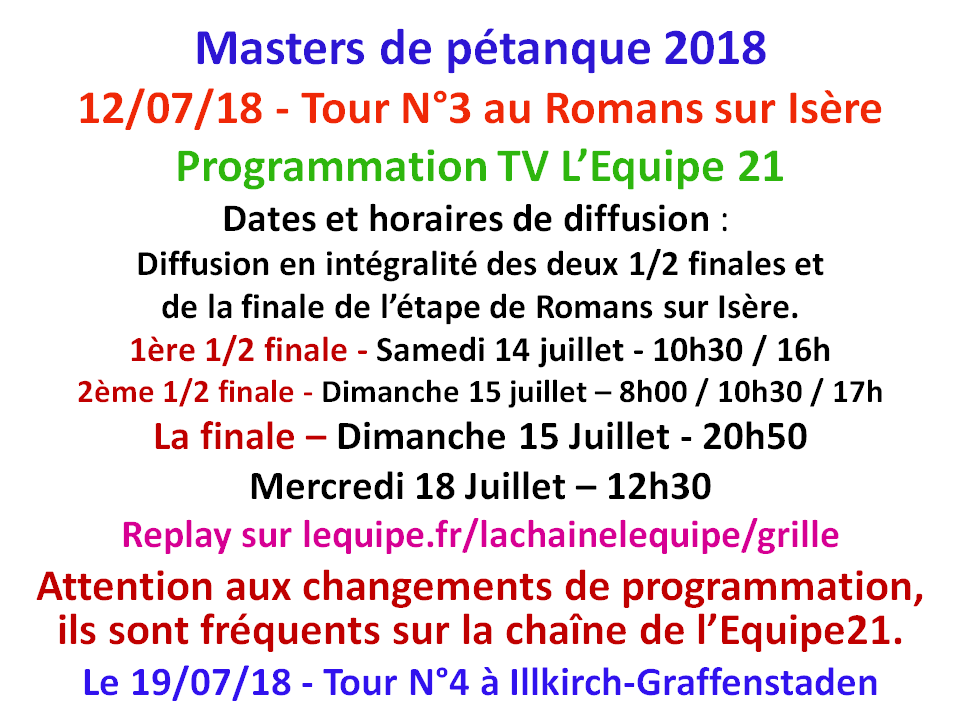 Masters 2018 Etape 3 TV l'équipe 21