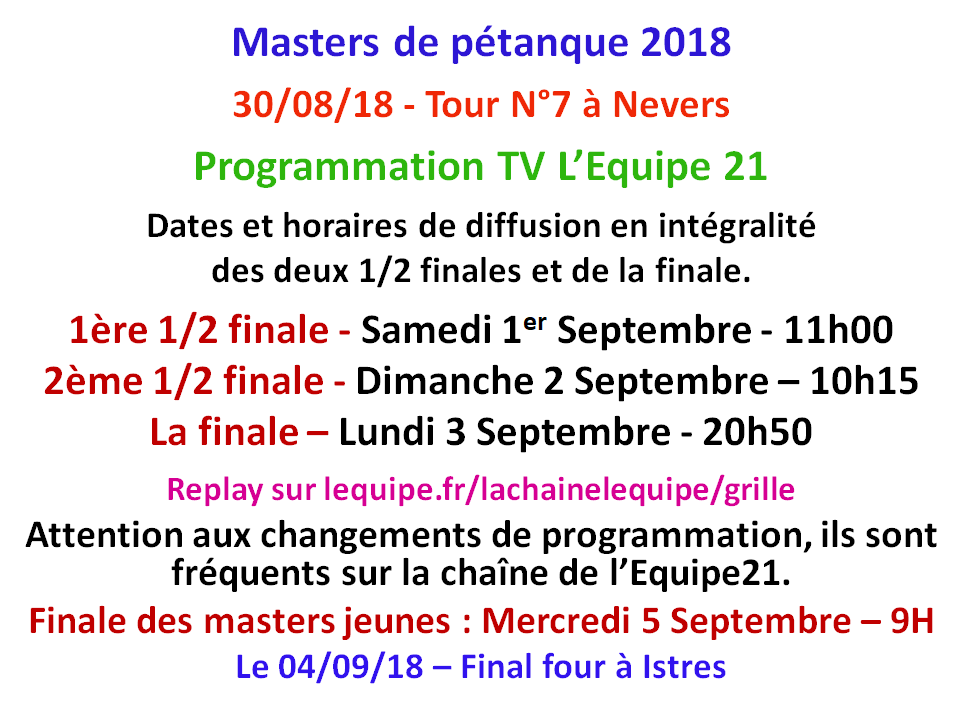 Masters 2018 Etape 7 TV L'équipe21