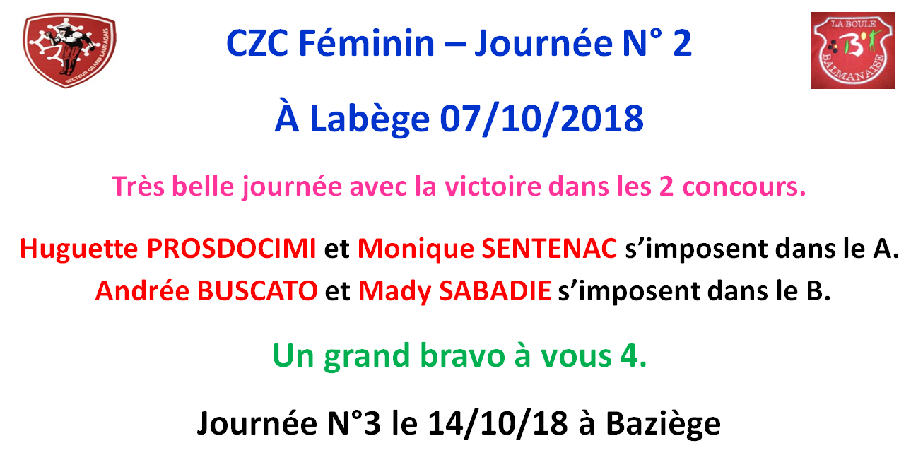 CZC Féminin 07/10/18 CZC Féminin 07/10/18