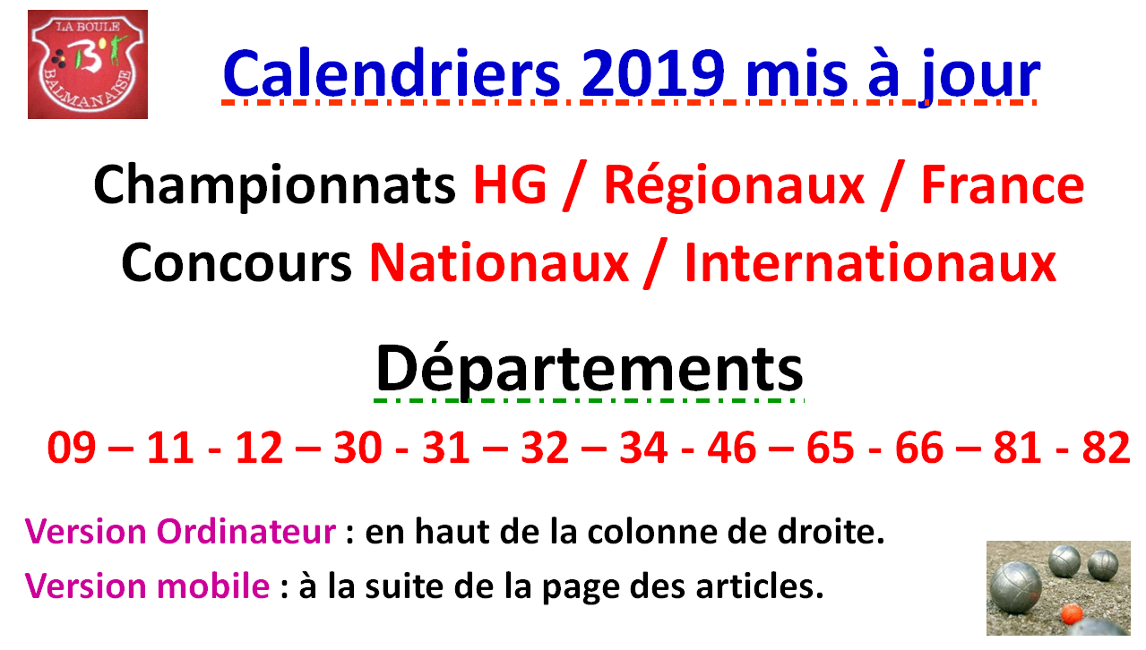Calendriers 2019