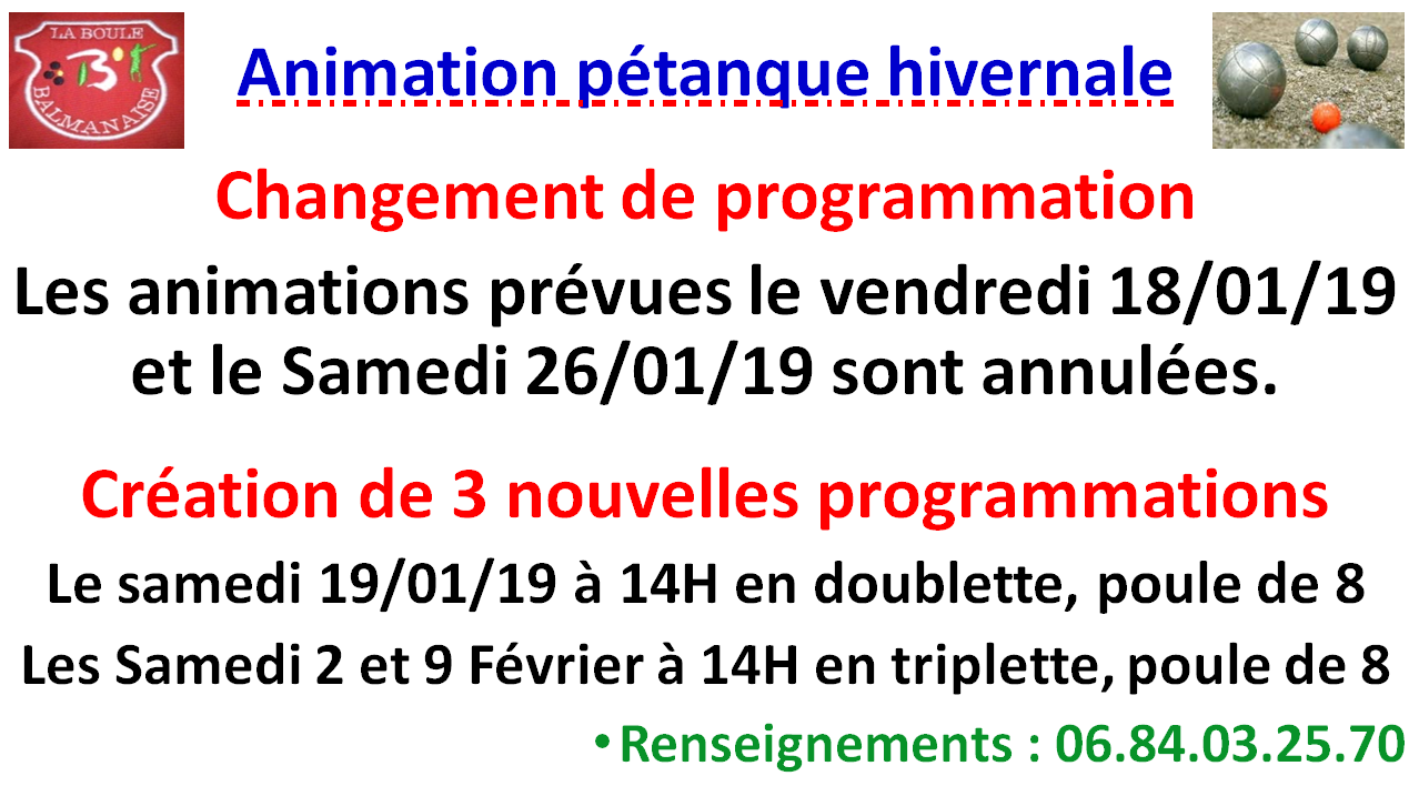 Animation pétanque hivernale