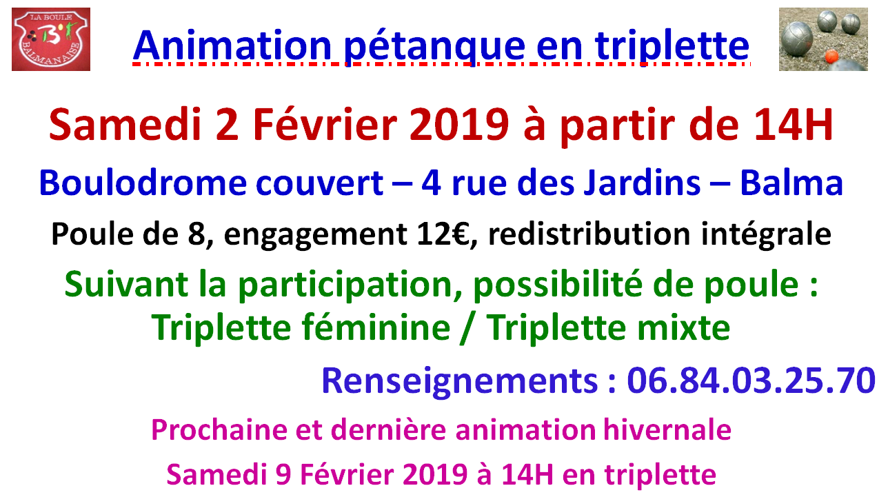 Animation pétanque hivernale 02/02/19