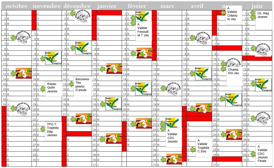 Calendrier B2F Semestre 1_2019