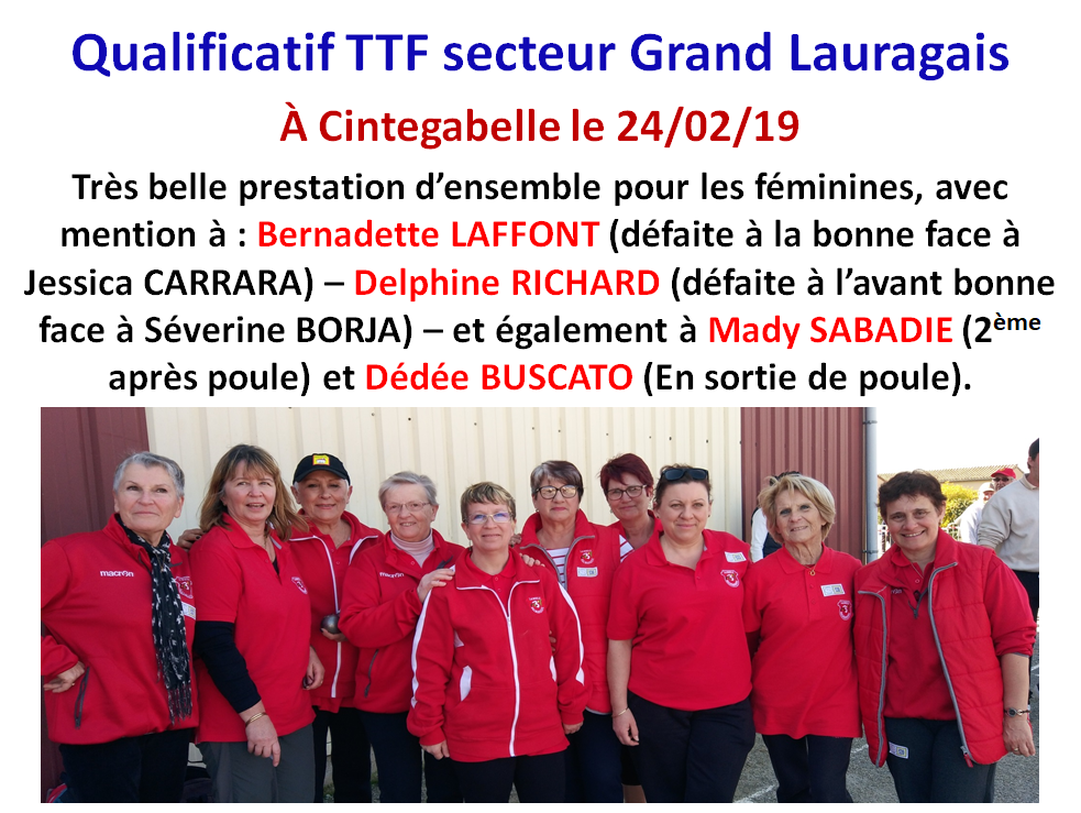 Qualificatif TTF + DH cintegabelle 24/02/19 Qualificatif TTF + DH cintegabelle 24/02/19