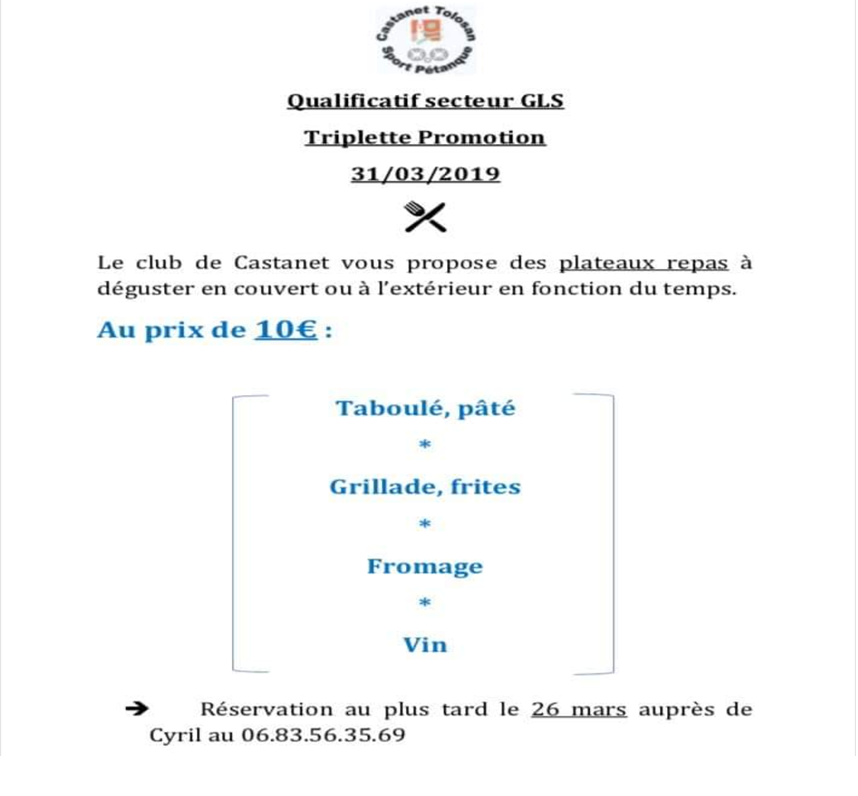 Restauration qualificatif promotion Castanet 31/03/19