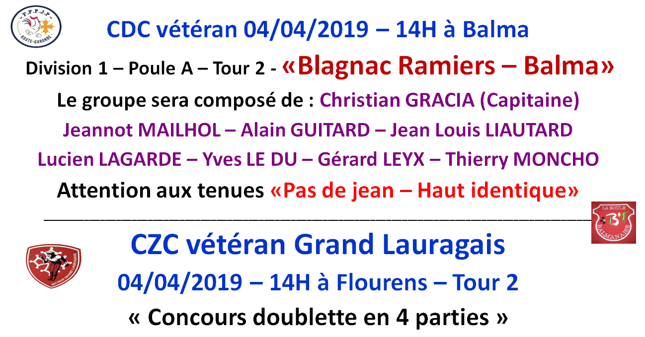 CDC + CZC Vétéran 04/04/19 CDC + CZC Vétéran 04/04/19