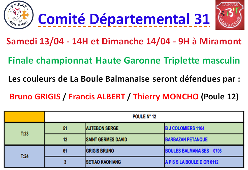 Championnat triplette sénior à Miramont