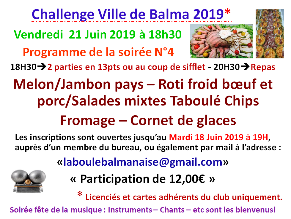 Soirée N°4 Challenge ville de Balma 21/06/19 Soirée N°4 Challenge ville de Balma 21/06/19
