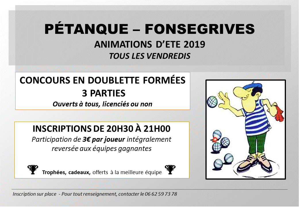 Animation pétanque Quint-Fonsegrives été 2019 Animation pétanque Quint-Fonsegrives été 2019