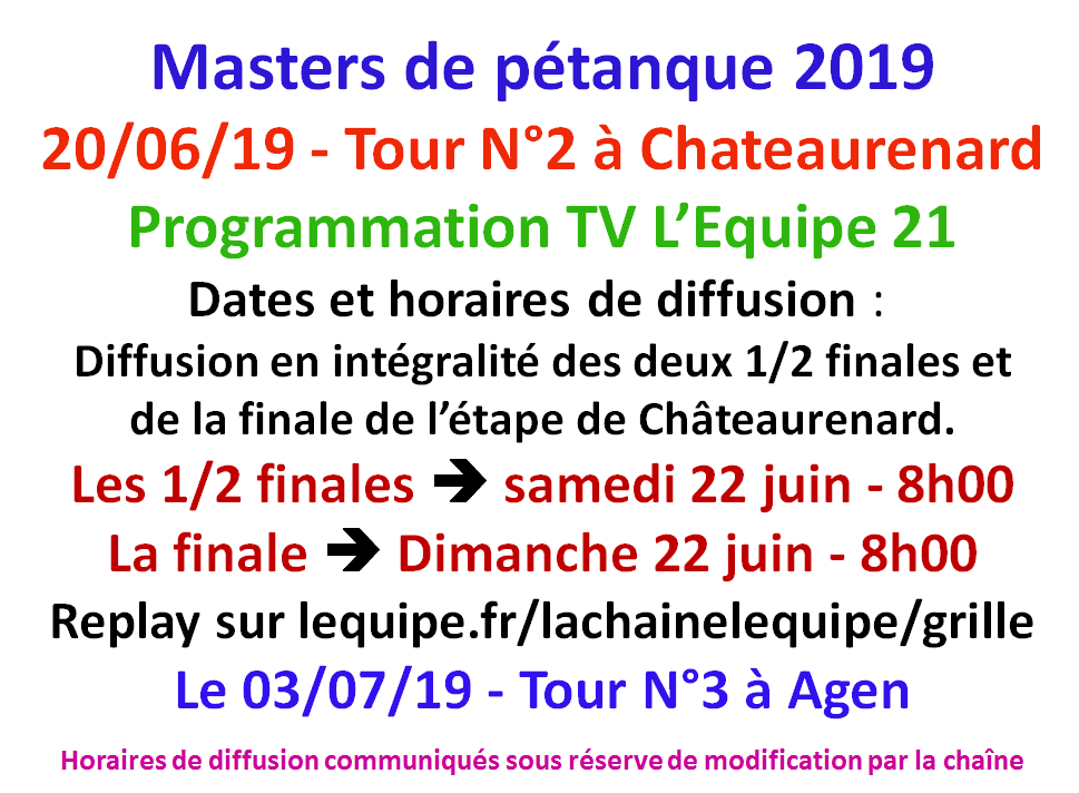 Masters 2019 T2 sur l'Equipe 21. Masters 2019 T2 sur l'Equipe 21.