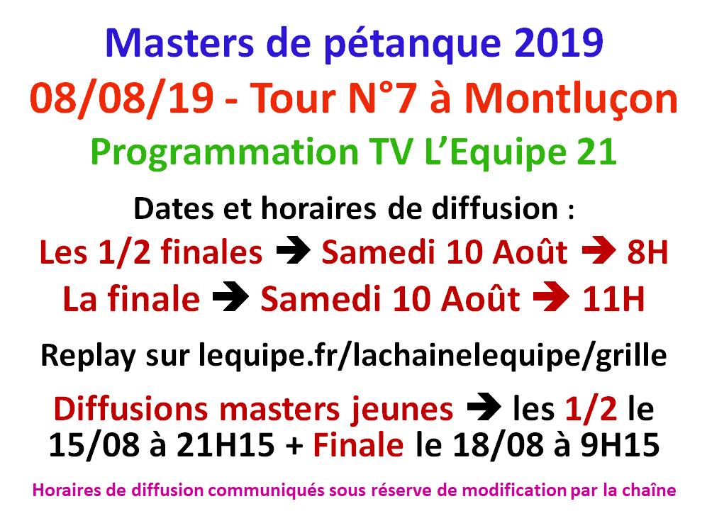 Masters 2019 T7 sur l'équipe tv