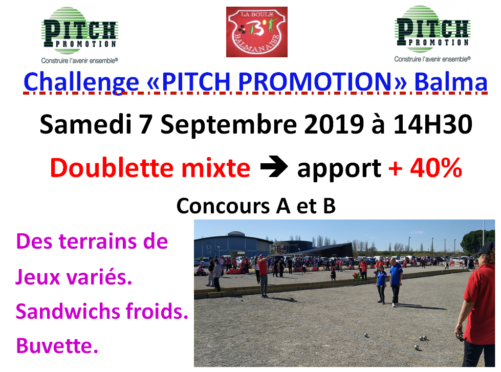 Challenge PITCH PROMOTION Doublette mixte 07/09/19