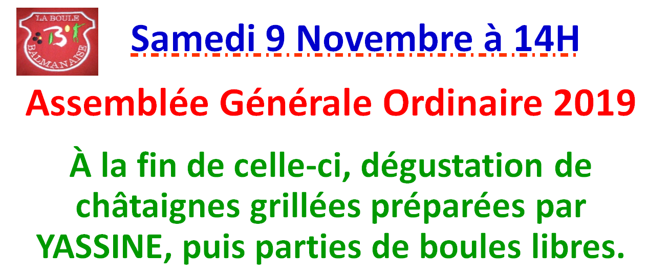 Assemblée Générale Ordinaire LBB 9/11/19