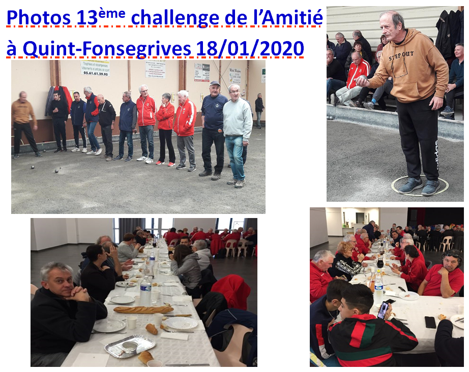 Challenge de l'amitié 18/01/2020 Challenge de l'amitié 18/01/2020