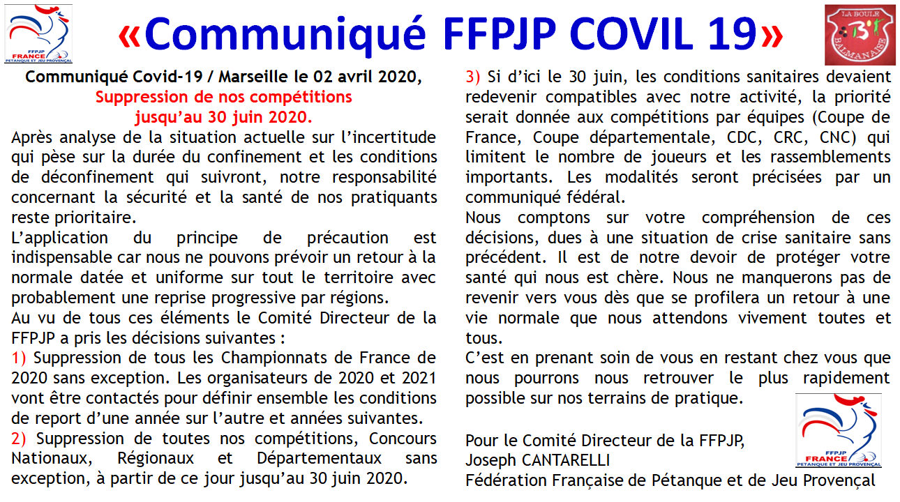 COVID-19 Communiqué FFPJP