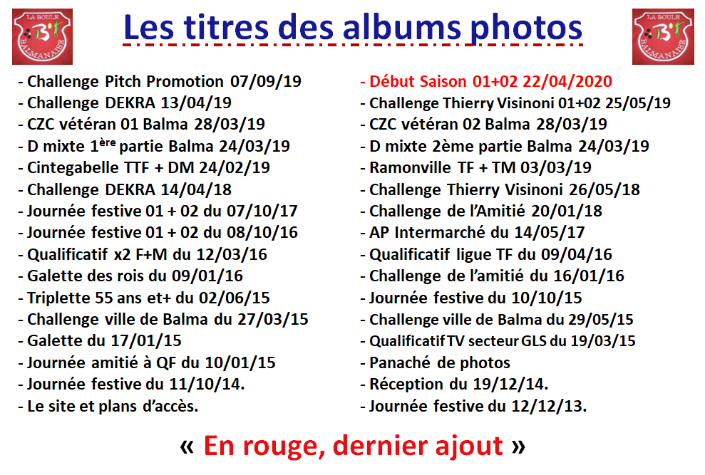 albums photos 01+02 Début saison 2020