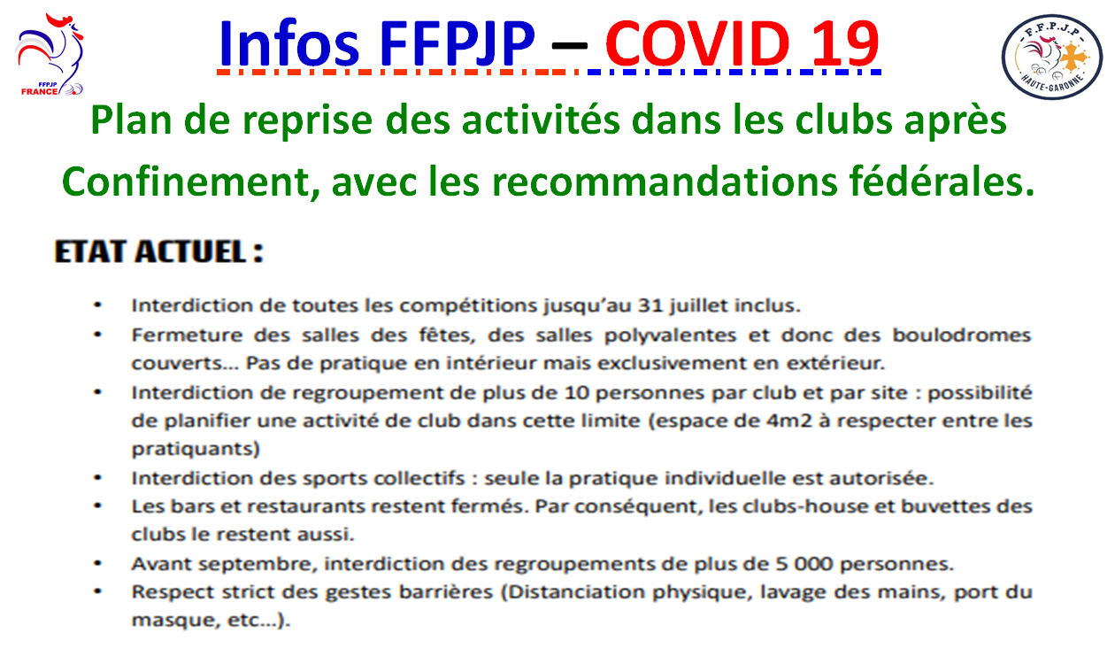 Infos FFPJP - COVID 19
