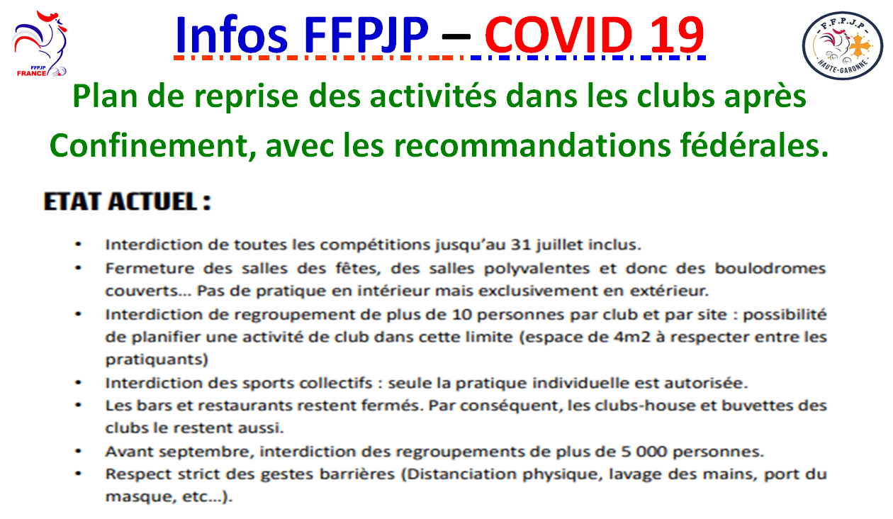 Infos FFPJP - COVID 19 Infos FFPJP - COVID 19
