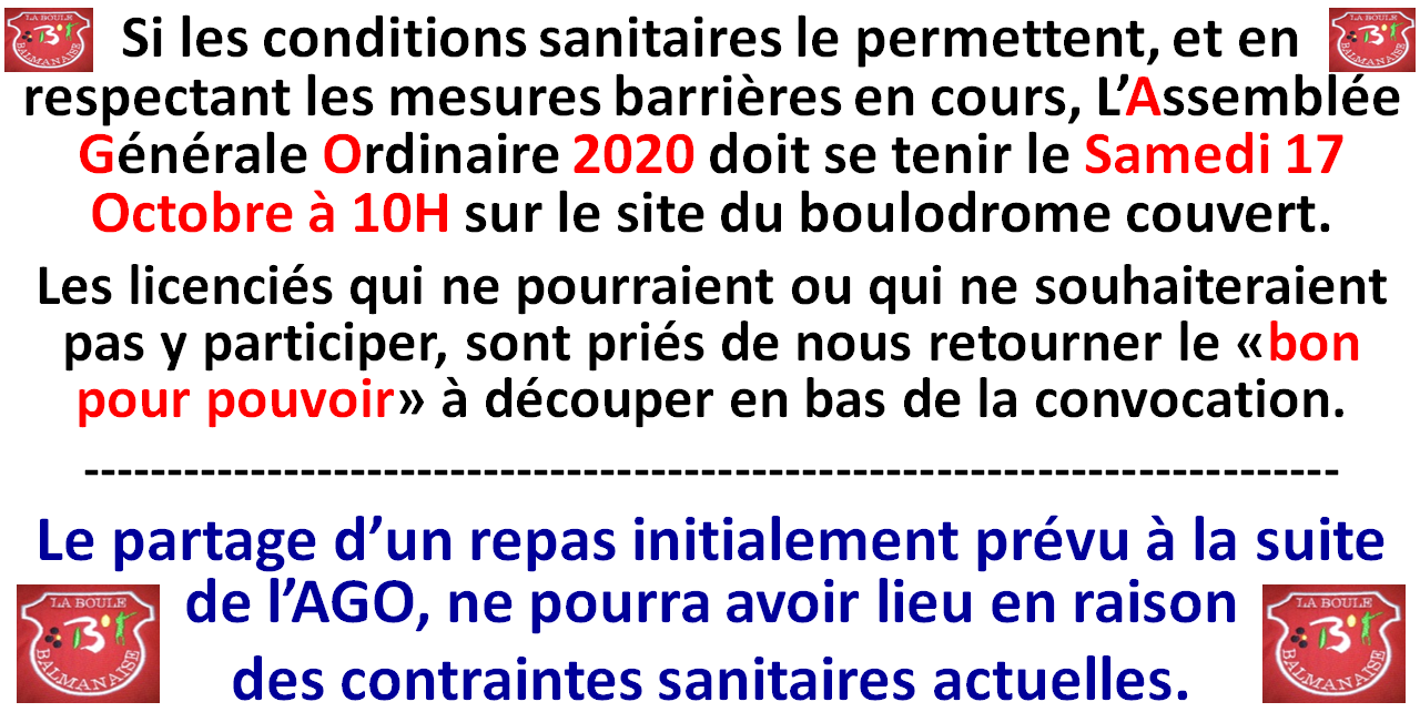 Assemblée Générale Ordinaire 17/10/2020