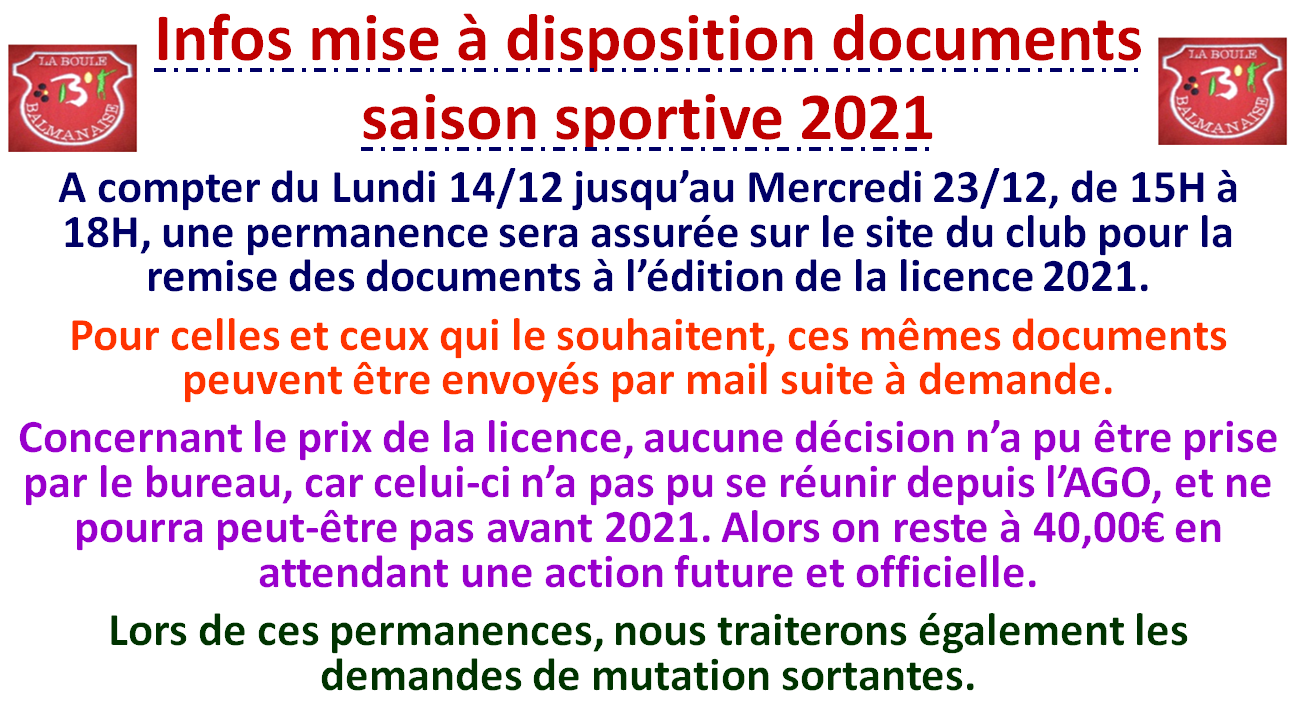 Infos permanence du 14/12 au 23/12/2020.