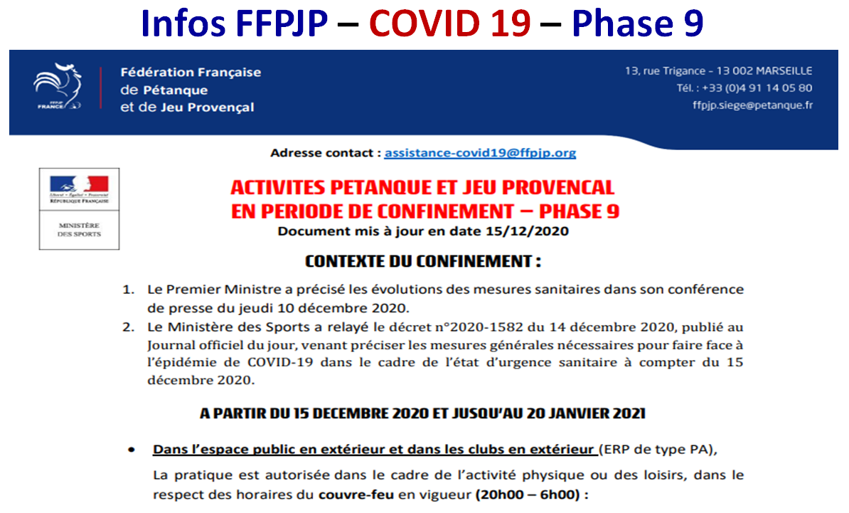 COVID 19 - Phase 9 - 16/12/2020 COVID 19 - Phase 9 - 16/12/2020