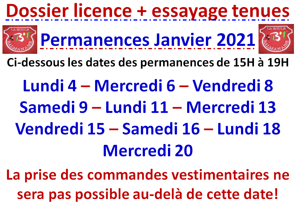 Permanences Janvier 2021