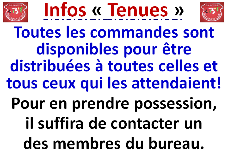 Infos tenues 06/03/2021 Infos tenues 06/03/2021