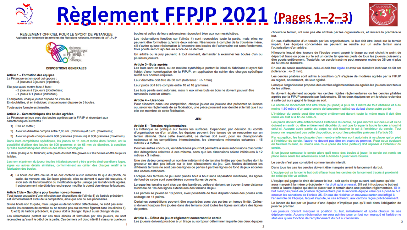 Règlement FFPJP 2021 Règlement FFPJP 2021