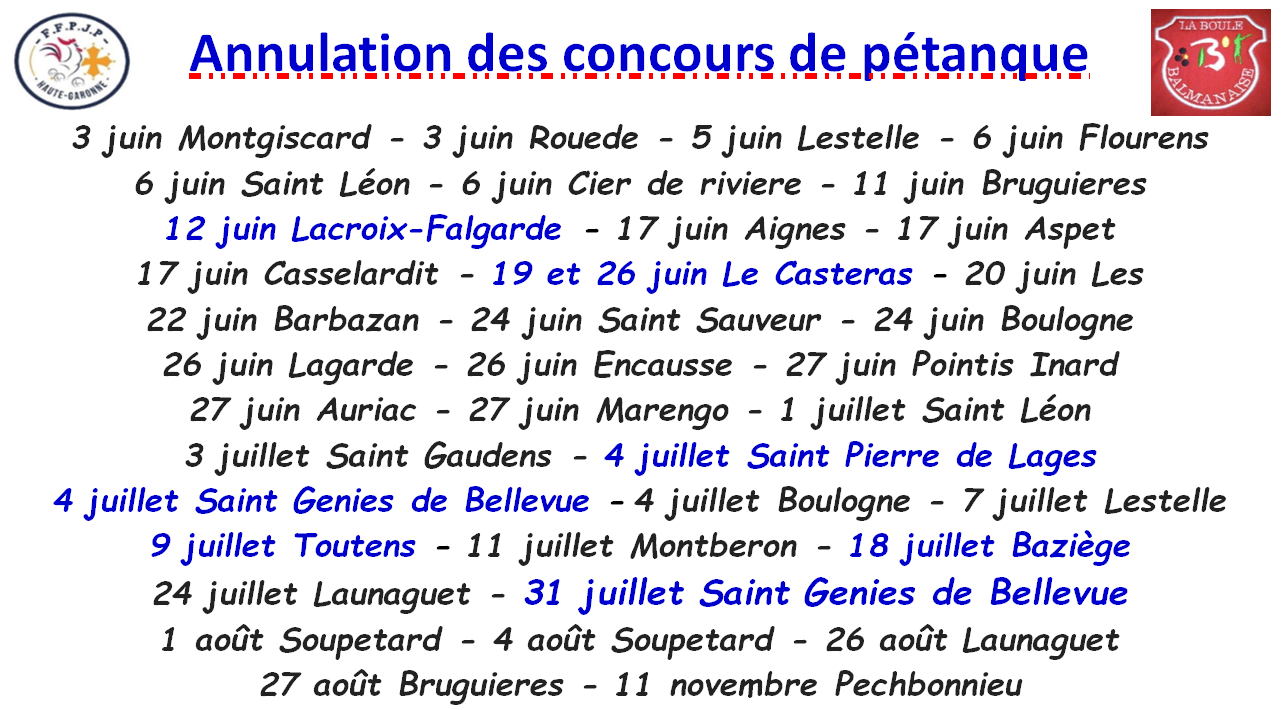 Annulation concours pétanque 02/06/2021