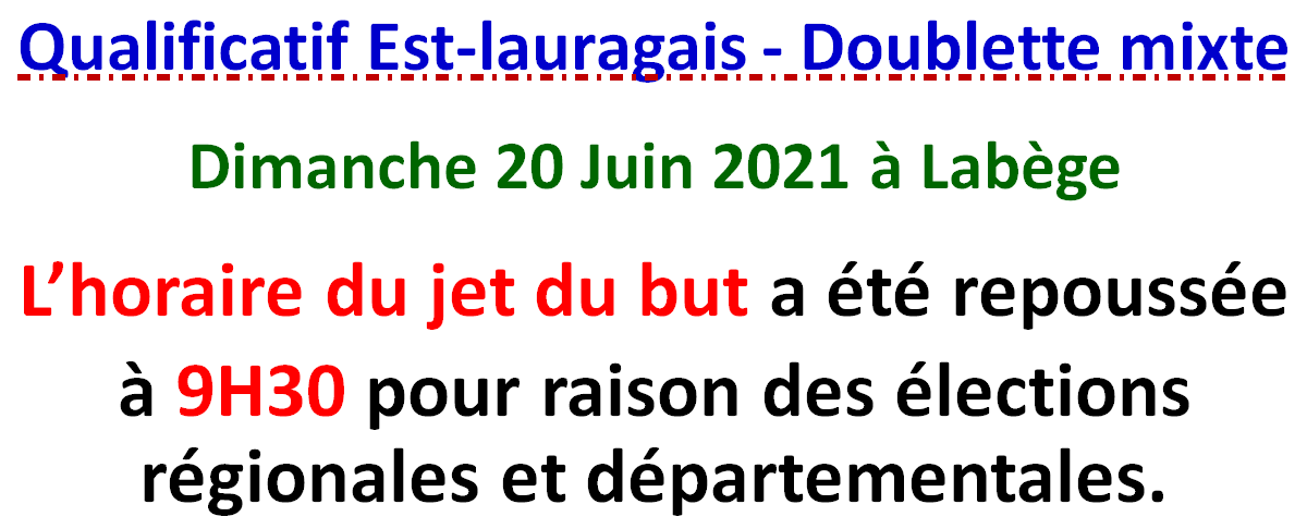 Qualificatif doublette mixte Labège 20/06/21 Qualificatif doublette mixte Labège 20/06/21
