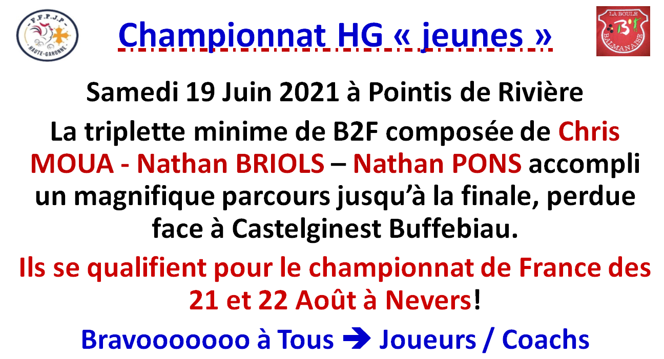 Championnat "jeunes" Pointis de Rivière 19/06/21