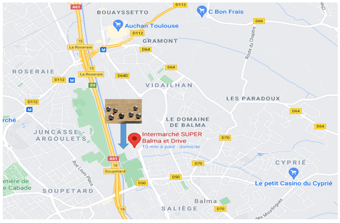 Plan d'accès Championnat HG D mixte Balma 04/07/21