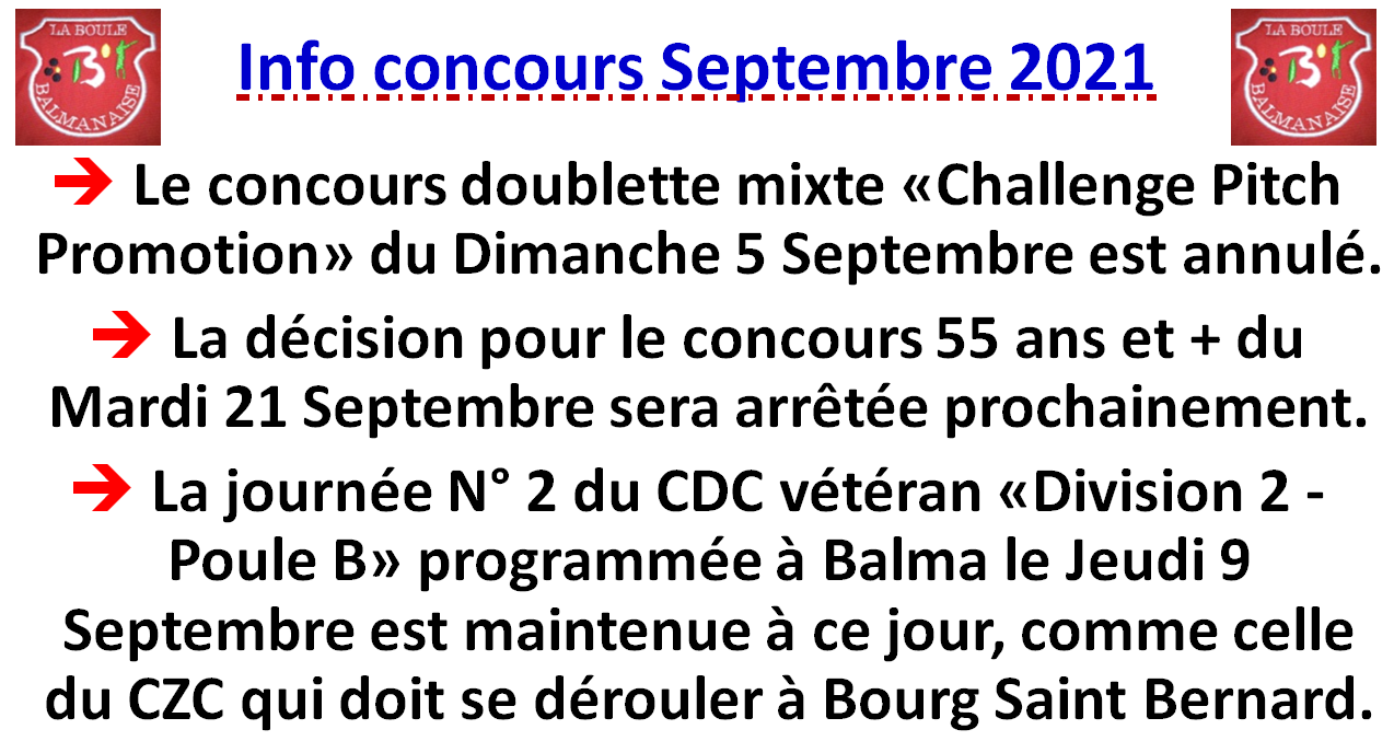 Info concours Septembre 2021