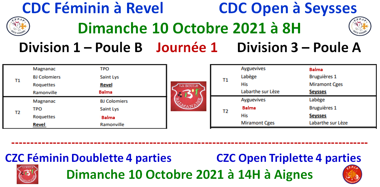 CDC + CZC Féminin et Open 10/10/2021