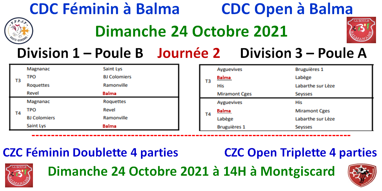 CDC + CZC Féminin et Open 24/10/21 CDC + CZC Féminin et Open 24/10/21