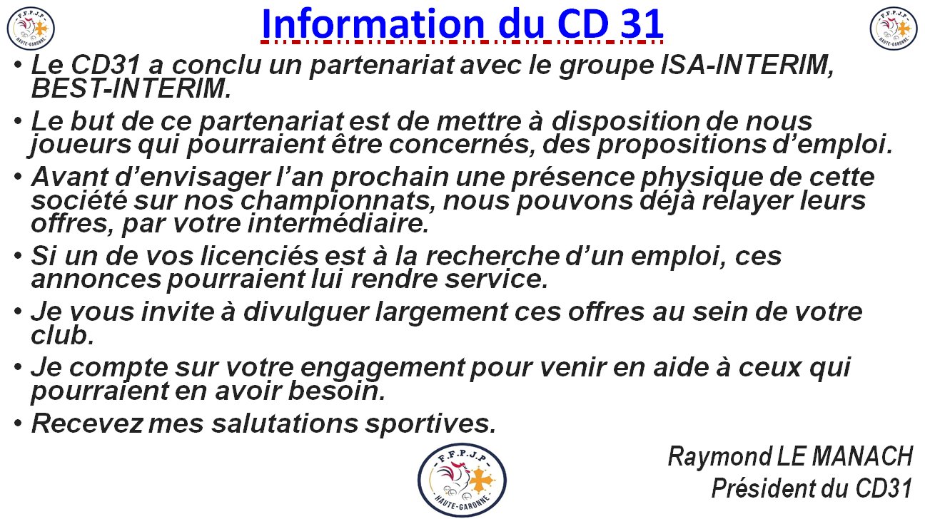 CD 31 Infos partenariat / emploi CD 31 Infos partenariat / emploi