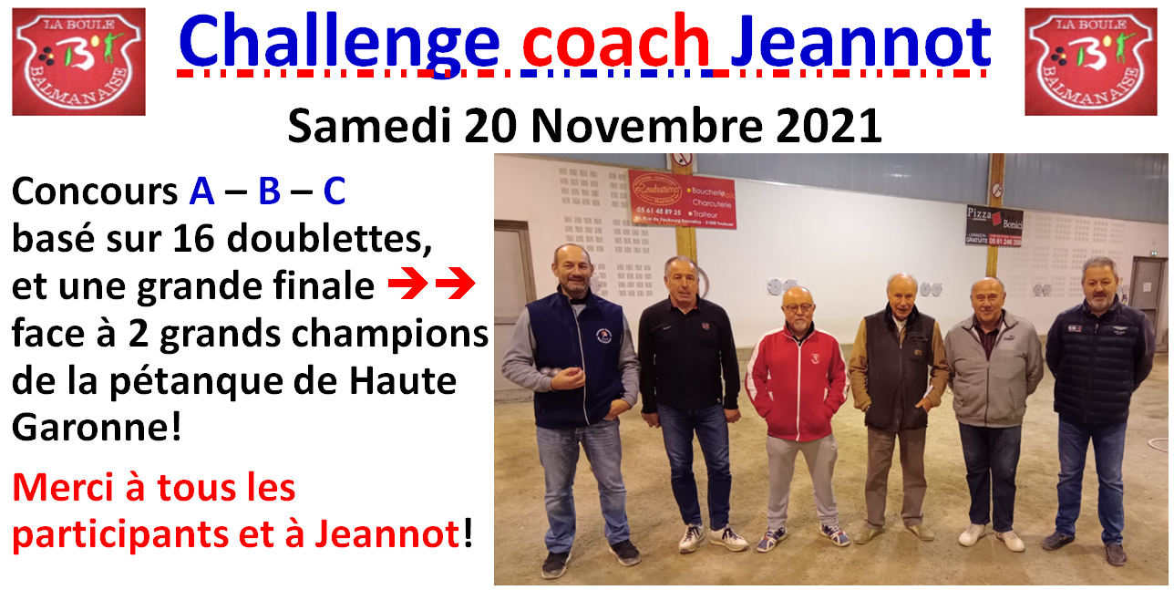 Challenge "coach Jeannot" 20/11/21 Challenge "coach Jeannot" 20/11/21