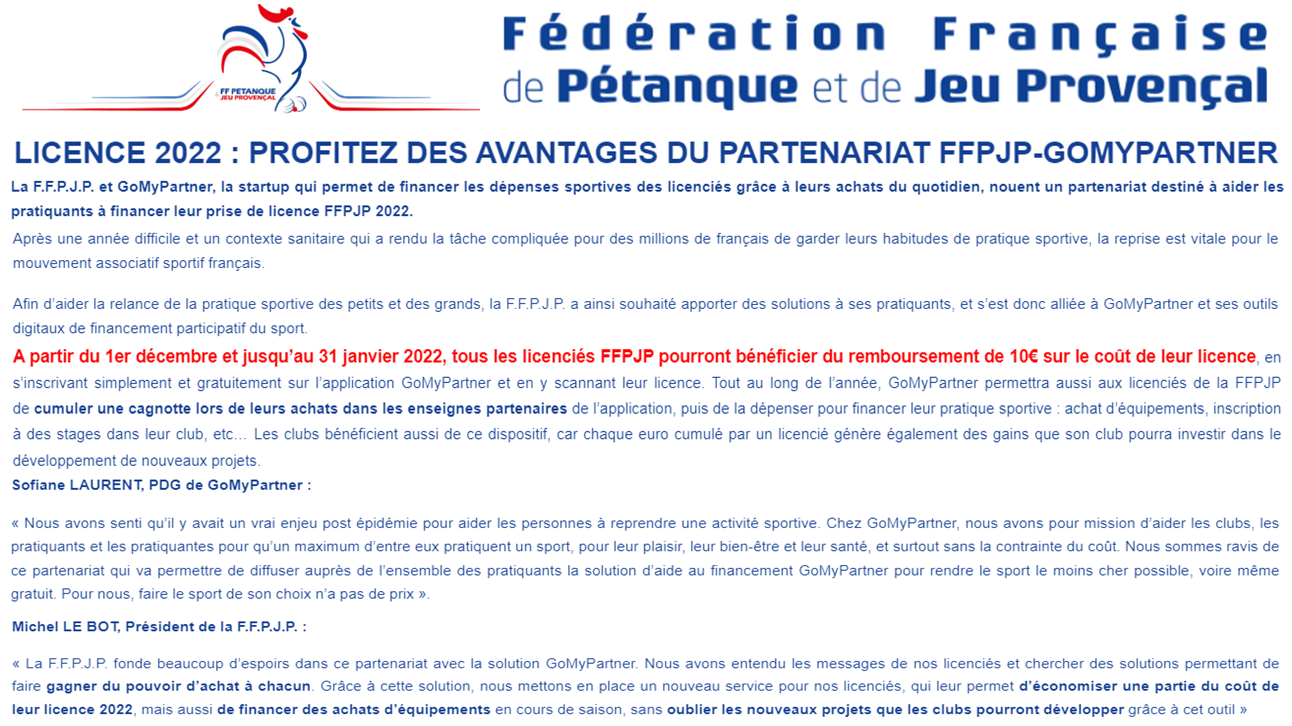 Partenariat FFPJP-GOMYPARTNER