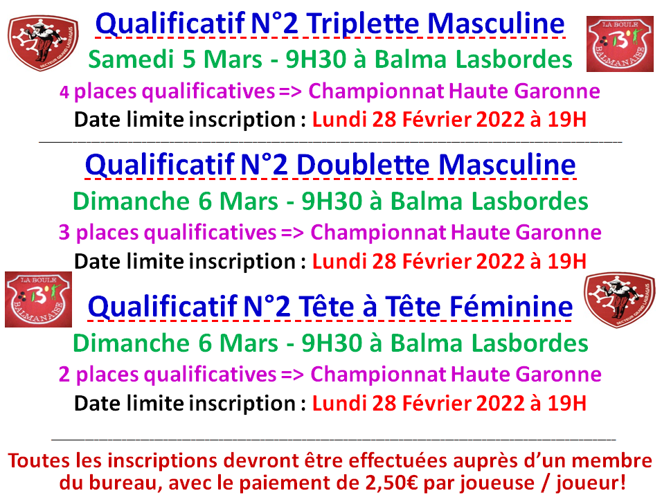 Qualificatifs Est-Lauragais 5 et 6 Mars 2022