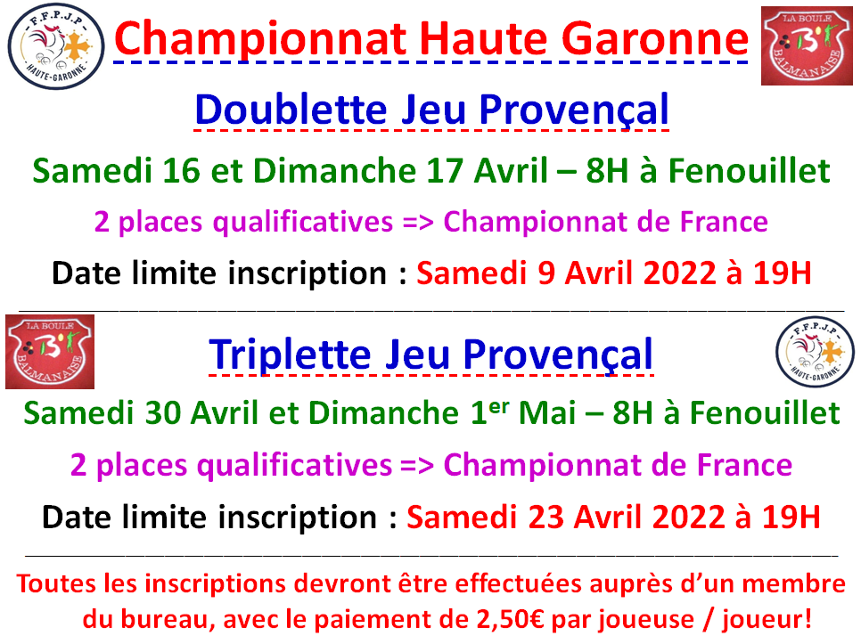 Championnat HG DJP + TJP 2022