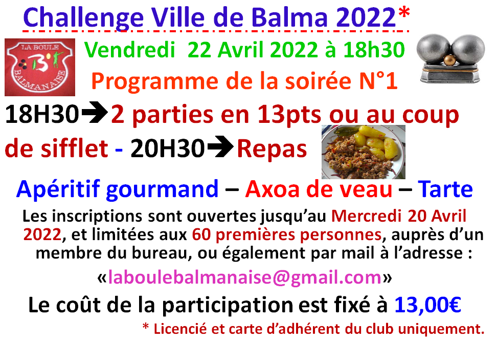 Challenge ville de Balma le 22/04/22 Challenge ville de Balma le 22/04/22