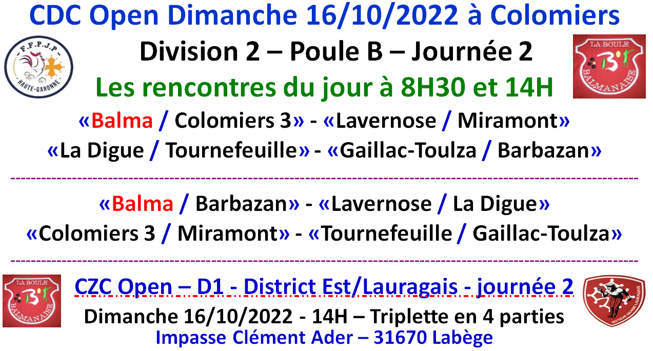 CDC / CZC Féminin + Open 16/10/22 CDC / CZC Féminin + Open 16/10/22